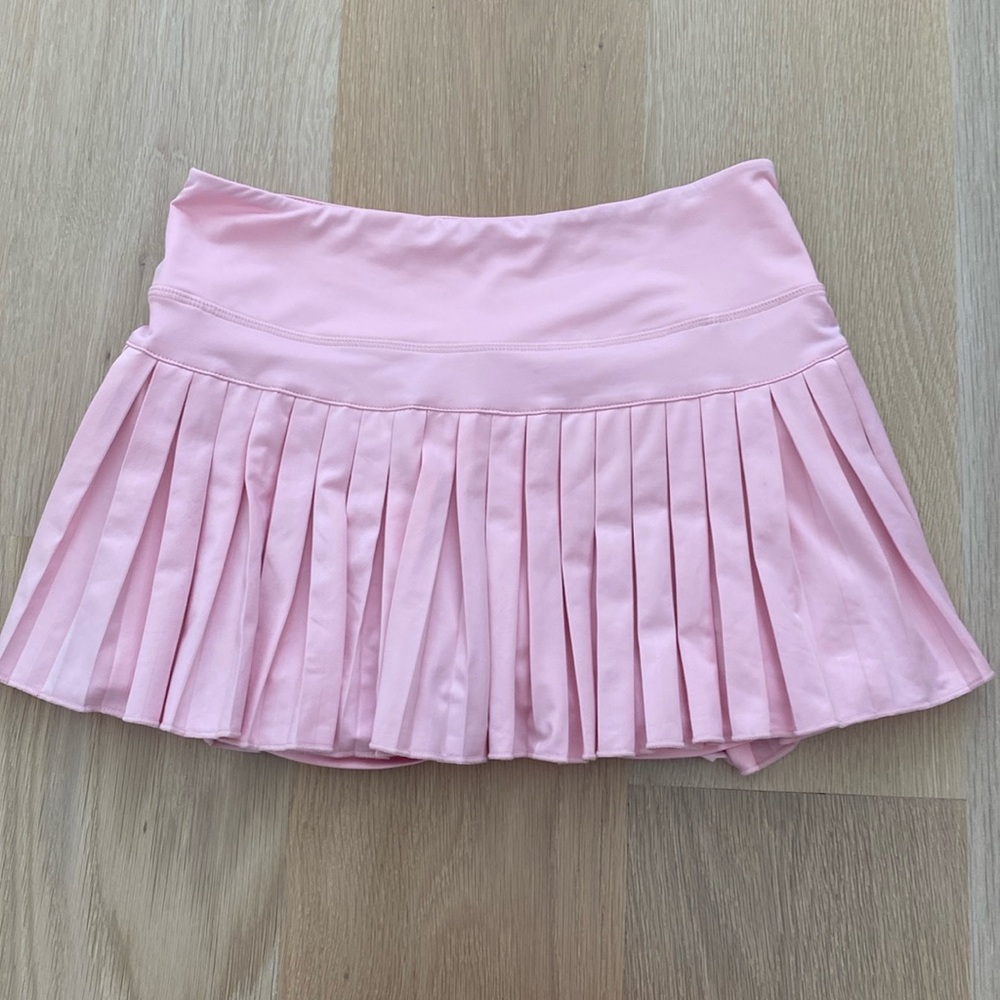Gold Hinge Baby Pink Pleated Tennis Skirt